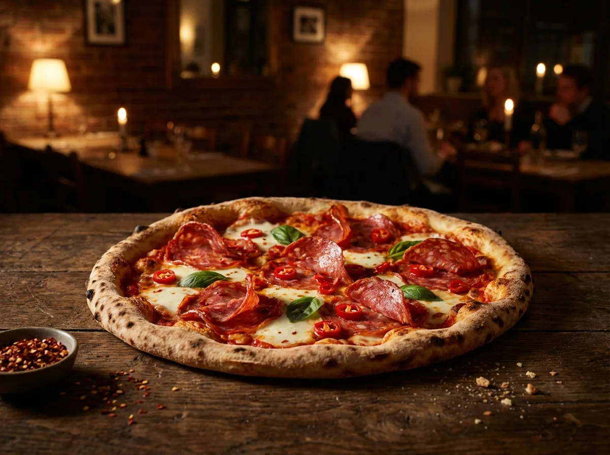 Stone baked salami pizza