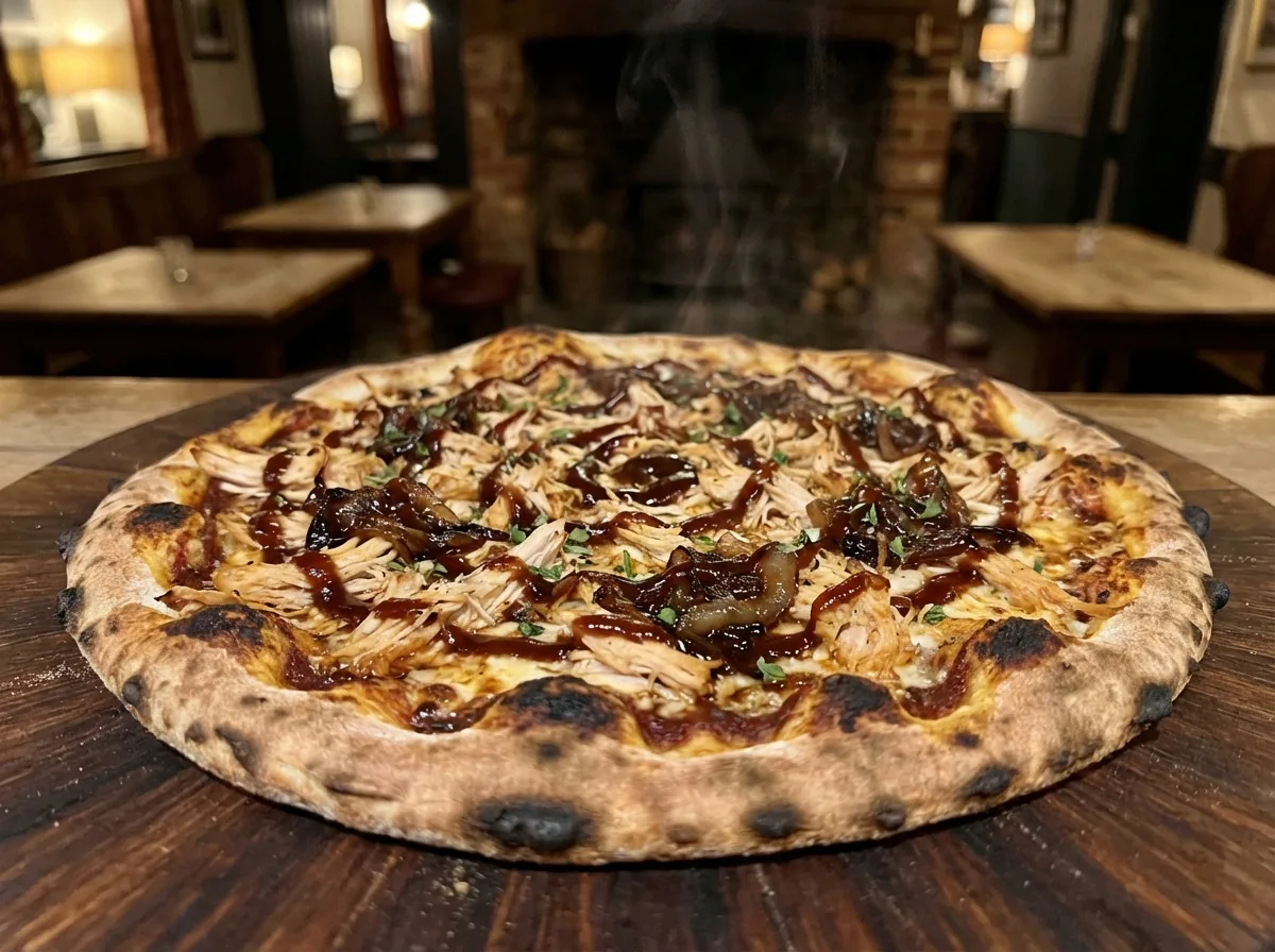 BBQ chicken stone baked pizza
